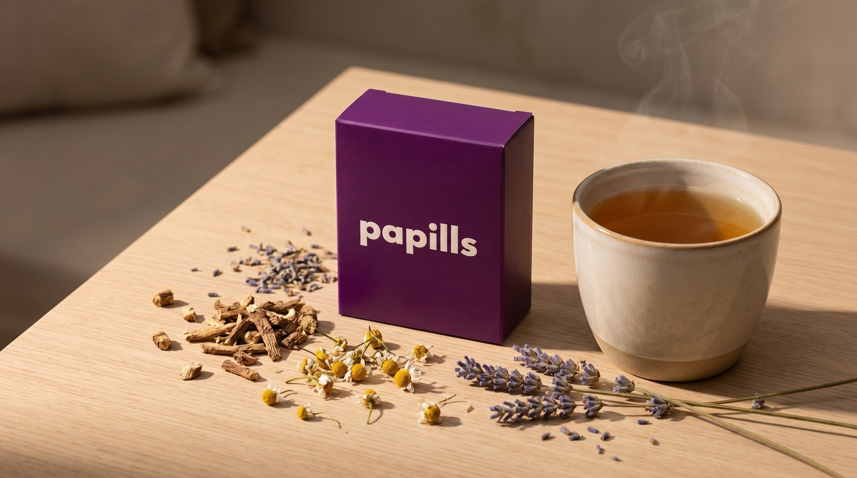 Plantes du sommeil (valériane, camomille, lavande), infusion et étui Papills Sommeil Image